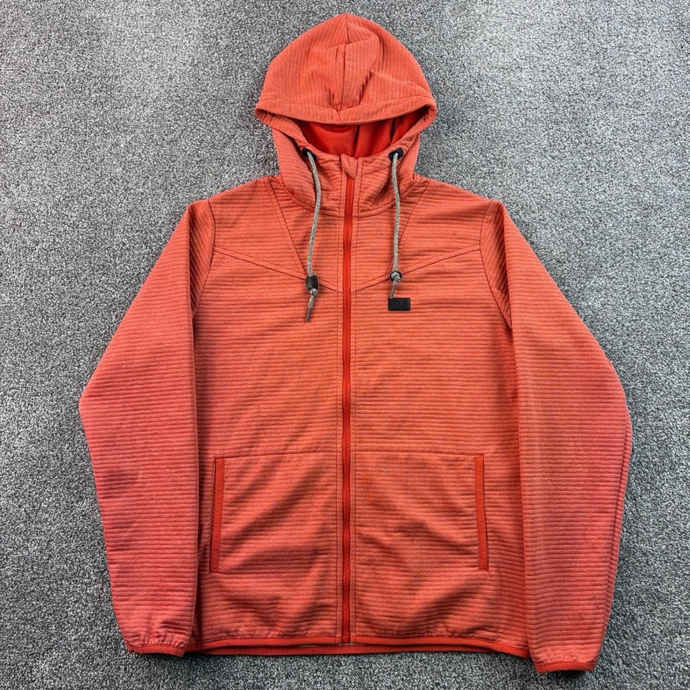 Jack Wolfskin Hooded Jacket Mens Medium Orange Ribbed Full Zip Fleece